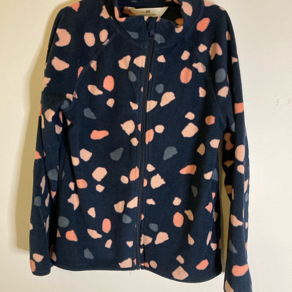 H&M Kids Patterned Fleece Jacket - Navy and Peach